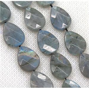 faceted Labradorite teardrop beads, approx 12x16mm