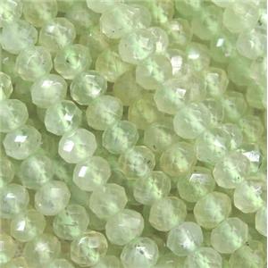 faceted prehnite rondelle beads, green, approx 4.5x6mm