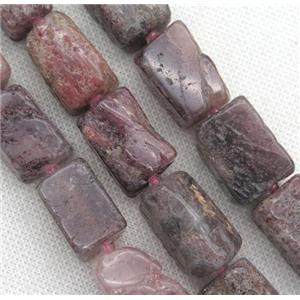 Strawberry quartz cuboid beads, approx 13-25mm