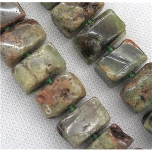 green Garnet cuboid beads, approx 13-25mm