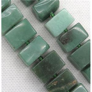 green Aventurine cuboid beads, approx 13-25mm