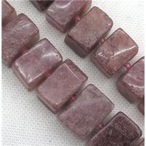 Strawberry Quartz cuboid beads, pink, approx 13-25mm