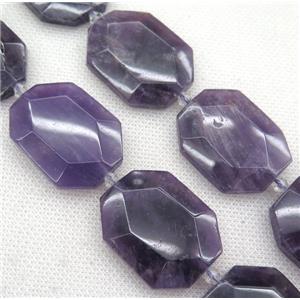 Amethyst slice beads, faceted freeform, purple, approx 25-40mm