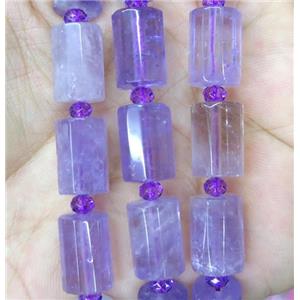 faceted Amethyst tube beads, purple, approx 10x14mm