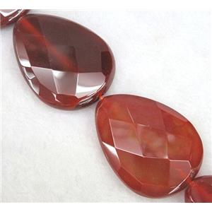 red carnelian agate beads, faceted teardrop, approx 30x40mm, 15.5 inches