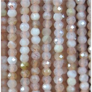 faceted round tiny orange SunStone beads, approx 2.5mm dia