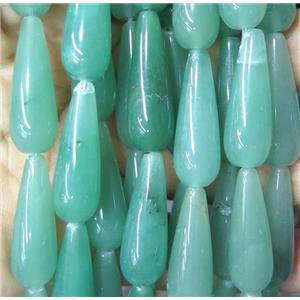 green aventurine teardrop beads, approx 10x30mm