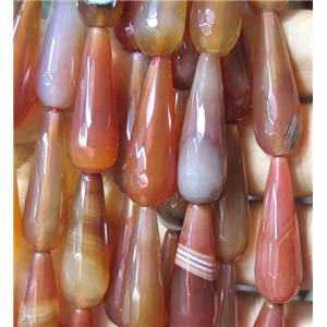 red agate bead, faceted teardrop, approx 10x30mm