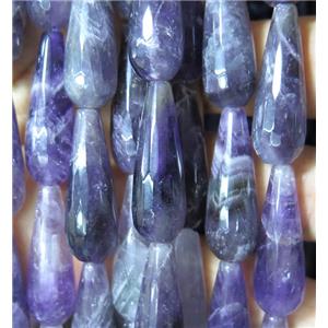 purple Amethyst bead, faceted teardrop, approx 10x30mm