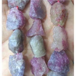 pink Tourmaline nugget chip beads, freeform, rough, approx 10-18mm
