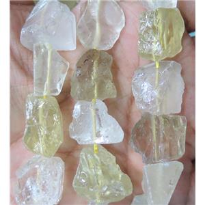 lemon quartz and clear quartz nugget beads, freeform, rough, approx 10-18mm
