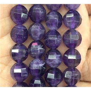 purple Amethyst beads, Pumpkin, faceted round, approx 6mm dia