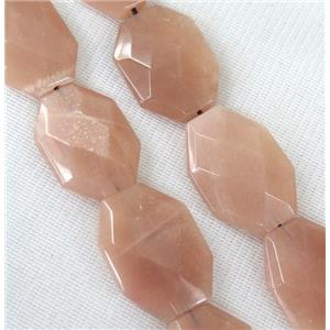 peach MoonStone slab beads, faceted freeform, approx 18x25mm