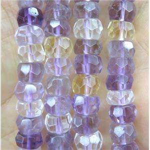 faceted Ametrine rondelle beads, purple, approx 8-10mm