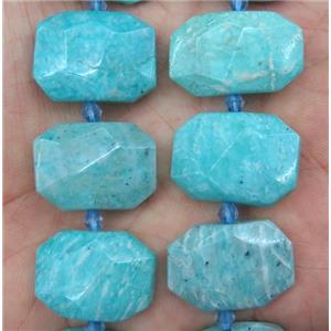 green Amazonite nugget beads, faceted rectangle, approx 13-23mm