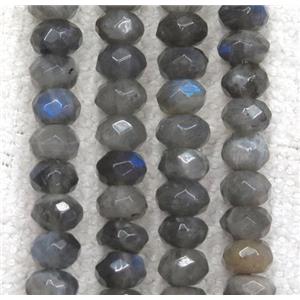 deep gray Labradorite beads, faceted rondelle, AA-Grade, approx 4x6mm