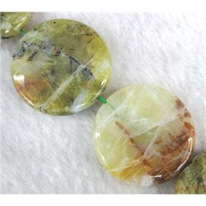 yellow Opal Jasper beads, flat round, approx 45mm dia, 15.5 inches