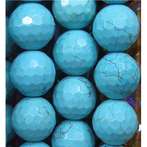 large blue Turquoise beads, faceted round, approx 16mm dia