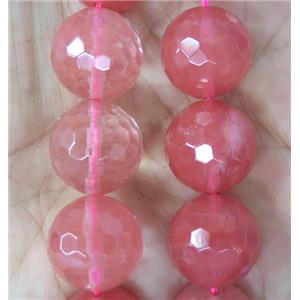 large pink Watermelon Quartz beads, faceted round, approx 18mm dia