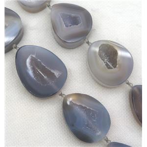 natural Gray Agate Druzy Beads, freeform, geode, approx 20-40mm