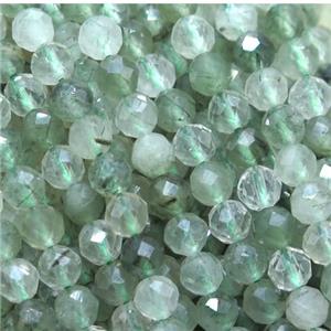 natural Green Rutilated Quartz beads, faceted round, approx 4mm dia