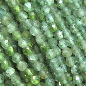 natural Green Apatite seed beads, faceted round, approx 2mm dia