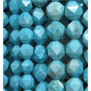 blue turquoise ball bead, faceted round, approx 10mm dia