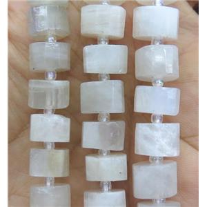 white MoonStone bead, faceted heishi, approx 7-11mm dia