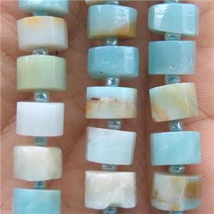 Amazonite bead, faceted heishi, approx 7-11mm dia