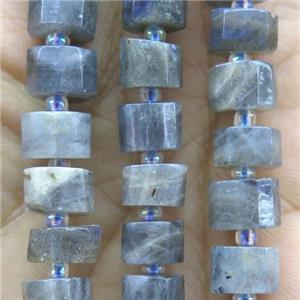 Labradorite bead, faceted heishi, approx 7-11mm dia