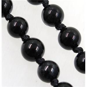 round black Onyx Agate knot Necklace Chain, approx 8mm dia, 35.5 inch length