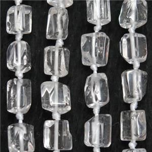 Clear Quartz chip bead, tube, polished, approx 7-9mm