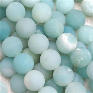 blue Amazonite round beads, matte, approx 6mm dia