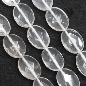 Clear Quartz oval beads, faceted, approx 10x14mm