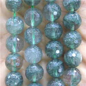 natural Green Quartz beads, faceted round, approx 8mm dia