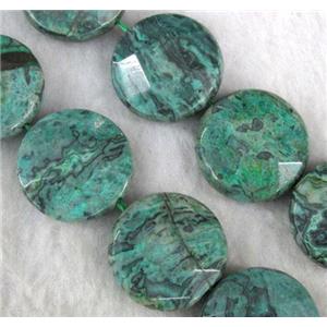 green picture jasper beads, faceted round, approx 10mm dia, 15.5 inches