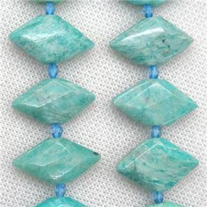 blue Amazonite bead, faceted bullet, approx 13-22mm