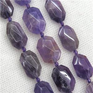 purple Amethyst beads, faceted rectangle, approx 13-20mm