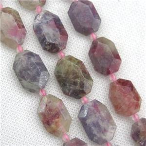 Tourmaline beads, faceted rectangle, approx 13-20mm