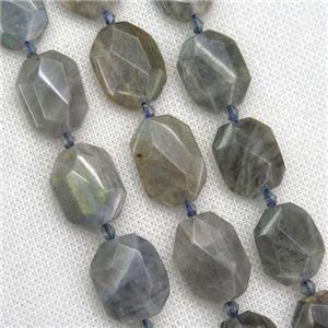 Labradorite beads, faceted rectangle, approx 13-20mm