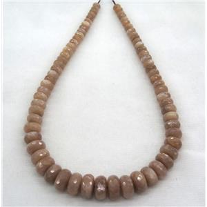 orange MoonStone collar beads, faceted rondelle, approx 8-18mm
