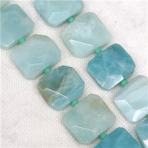 Chinese Amazonite nugget beads, faceted rectangle, approx 15-22mm