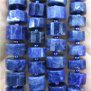 blue Sodalite beads, faceted heishi, approx 7-11mm