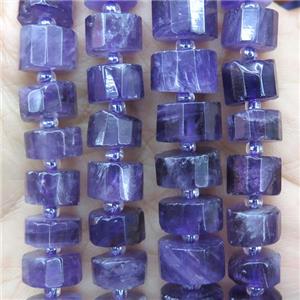 purple Amethyst beads, faceted heishi, approx 7-11mm