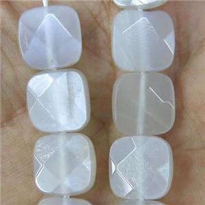 gray-white MoonStone beads, faceted square, approx 12x12mm