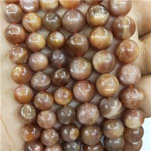 Natural Golden Sunstone Beads Peach Smooth Round, approx 10mm dia