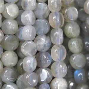 labradorite beads, flat round, approx 6mm dia
