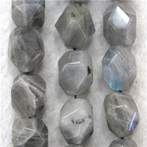 Labradorite nugget beads, faceted freeform, approx 8x16mm