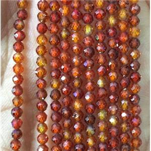 red zircon bead, faceted round, approx 2.5mm dia