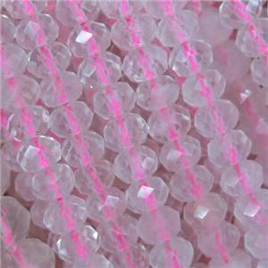 Rose Quartz beads, faceted rondelle, pink, approx 4x6mm